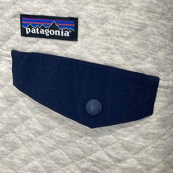 Patagonia Organic Cotton Quilted Snap-T Pullover Birch White Navy Medium 25282 - Picture 5 of 7